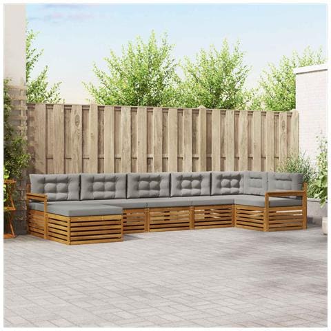 Set divani con cuscino 7 pcs Grigio Naturale e Chiaro - Foto 2