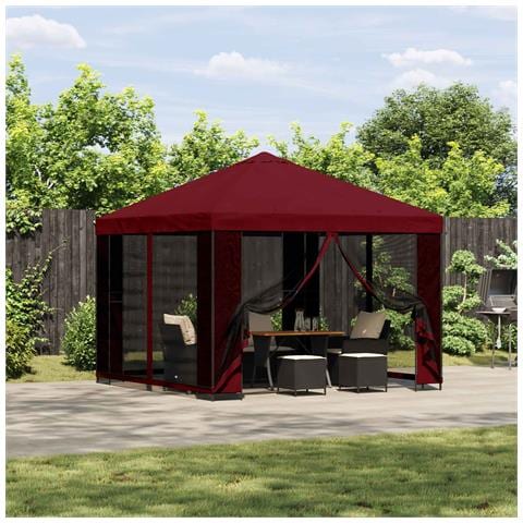 Gazebo da giardino con pareti laterali 3 x 3 m Borgogna - Foto 2