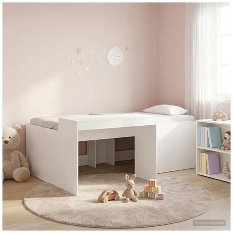 Letto alto per bambini con scrivania Bianco - Foto 2