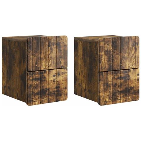 Mobiletto da notte a muro 2 pcs Rovere Fumo 33 x 34,5 x 43 cm - Foto 1