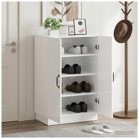 Mobile per scarpe HOORN 59,5 x 39,5 x 87 cm Bianco Lucido - Foto 2