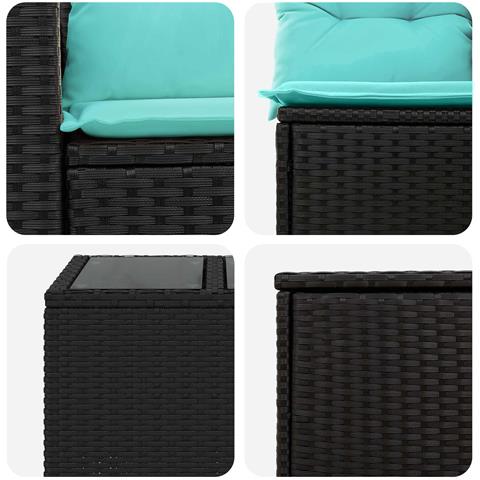 Set di divani 6 pz Nero e Blu Rattan sintetico e Acciaio - Foto 10