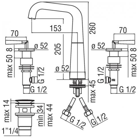 Batteria Lavabo 3 Fori Nobili Likid Lk00211/2cr, Cromo - Foto 2