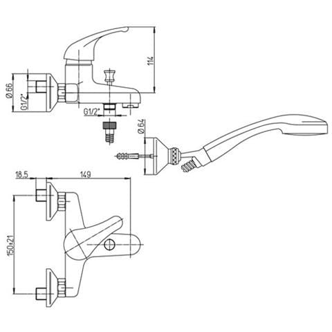 Miscelatore Vasca Paini Esterno Cromato Completo Di Doccia E Supporto A Muro - Foto 1