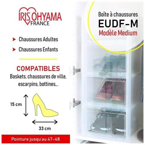 Set Di 3 Scatole Di Immagazzinaggio Per Scarpe Con Scatola Frontale A Caduta Eudf-m - Plastica - 14 L - 35,5 X 28 X 18 Cm - Trasparente - Foto 5