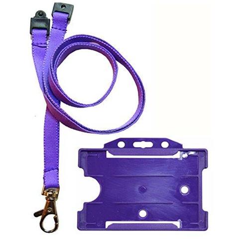 Customcard Cordicella Del Collo Del Metallo Della Clip E Supporto Di Identificazione Distintivo Della Carta - Viola Viola X 1 - Foto 1