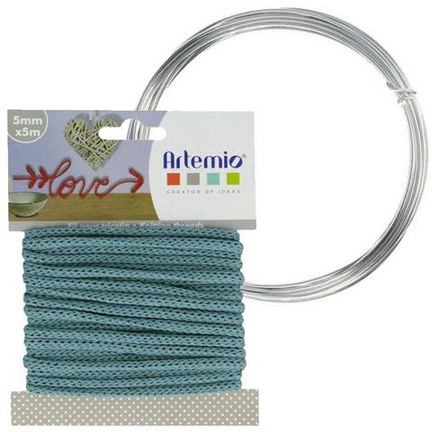 Filato Per Maglieria Blu Turchese 5 Mm X 5 M + Filo Di Alluminio - Foto 1