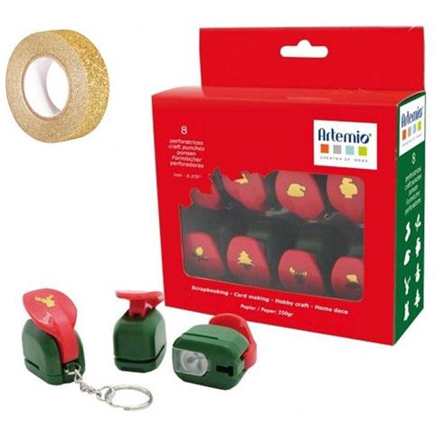 Kit 8 Perforatori Decorativi Di Natale + Washi Tape Dorato 5 M - Foto 1