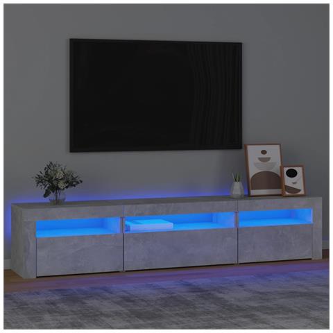 Mobile Porta TV con Luci LED Grigio Cemento 195x35x40 cm - Foto 12