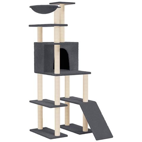 Albero Per Gatti Con Tiragraffi In Sisal Grigio Scuro 166 Cm - Foto 1