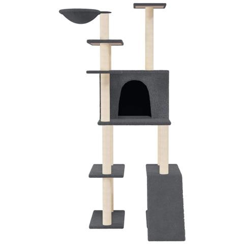 Albero Per Gatti Con Tiragraffi In Sisal Grigio Scuro 166 Cm - Foto 2