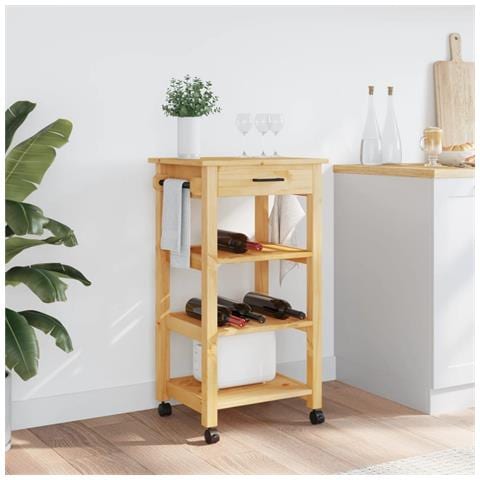 Carrello Da Cucina Monza 48x40x90 Cm In Legno Massello Di Pino - Foto 3