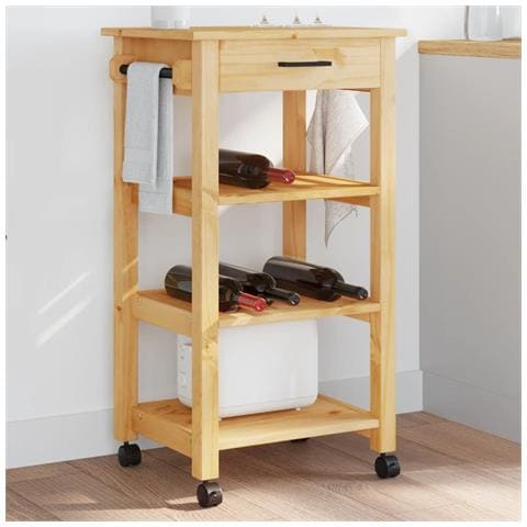 Carrello Da Cucina Monza 48x40x90 Cm In Legno Massello Di Pino - Foto 1
