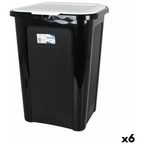 Secchio Per La Spazzatura Tontarelli Coverline Bianco 44 L Nero 38,5 X 34,5 X 54,5 Cm (6 Unità) - Foto 1
