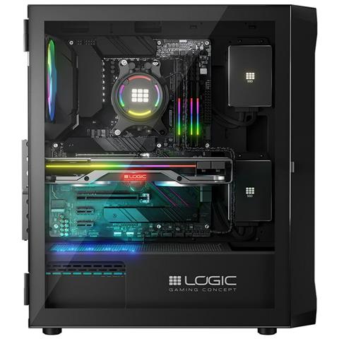 Case Portos ARGB Midi Tower Micro-ATX 2 Porte USB 2.0 1xUSB 3.2 Gen 1 Colore Nero. - Foto 6