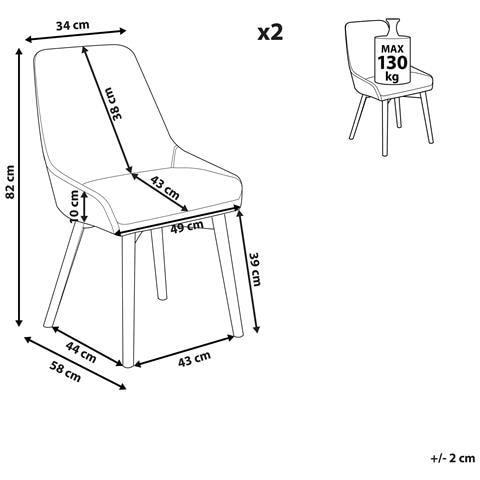 Set Di 2 Sedie Da Pranzo Tessuto Nero Melfort - Foto 7