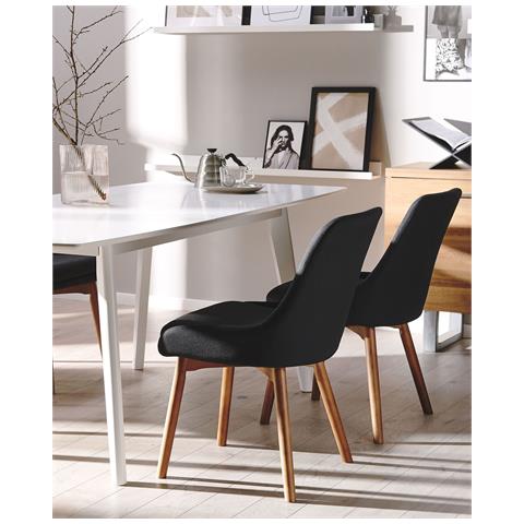 Set Di 2 Sedie Da Pranzo Tessuto Nero Melfort - Foto 1