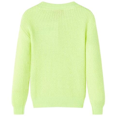 Maglione Da Bambina Lavorato A Mano Giallo Neon 104 - Foto 2