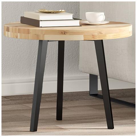 Piano Tavolo Rotondo 50x4 Cm In Legno Massello Di Acacia - Foto 1