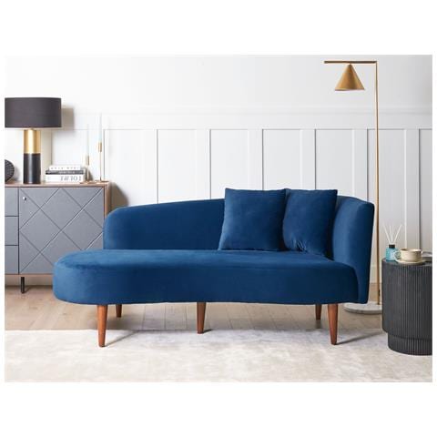 Chaise Longue Versione Destra Chaumont Velluto Blu Marino - Foto 1