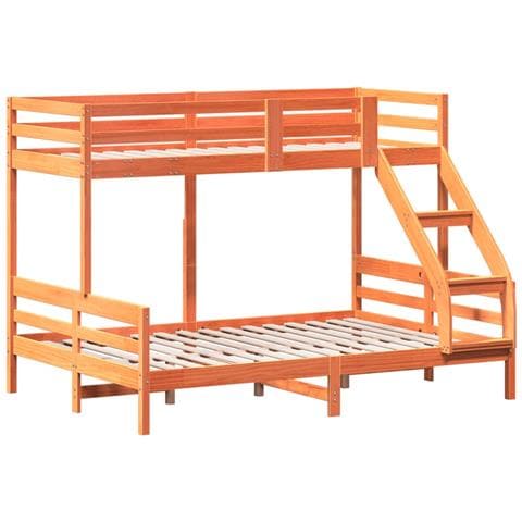 Letto a Castello 80x200/140x200 cm Marrone Cera Massello Pino - Foto 3