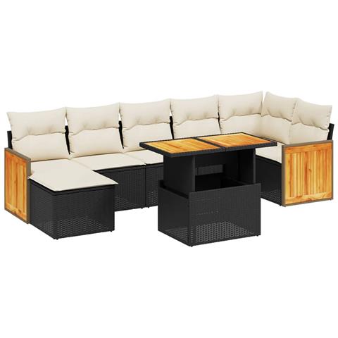 Set Divani Da Giardino Con Cuscini 8 Pz Nero In Polyrattan - Foto 2