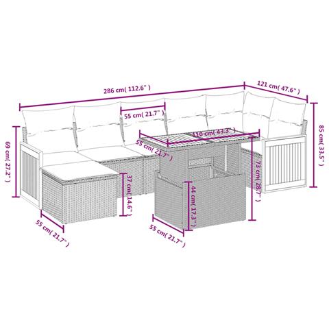 Set Divani Da Giardino Con Cuscini 8 Pz Nero In Polyrattan - Foto 3