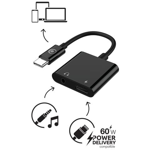Adattatore Audio Da Usb-c A 3,5 Mm E Caricatore Usb-c Compatto Da 60 W 12 Cm, Nero - Foto 2