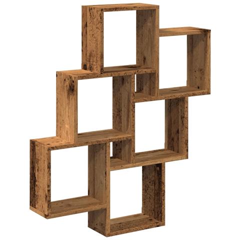 Mensola A Muro A Cubo Legno Antico 78x15x93cm Legno Multistrato - Foto 2