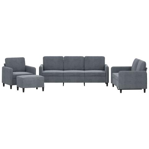 Set Di Divani 4 Pz Grigio Scuro In Velluto - Foto 2