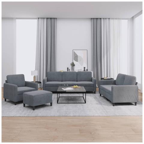 Set Di Divani 4 Pz Grigio Scuro In Velluto - Foto 1