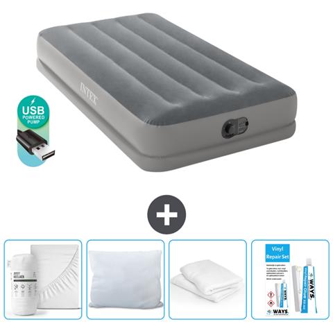 Set Materassino Gonfiabile - 191x99x30 Cm - Grigio - Include Accessori Coordinati Cb15 - Foto 1