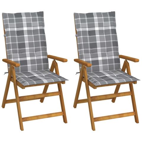 Sedie Da Giardino Reclinabili 2 Pz Con Cuscini Massello Acacia - Foto 2