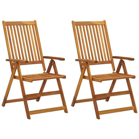 Sedie Da Giardino Reclinabili 2 Pz Con Cuscini Massello Acacia - Foto 1