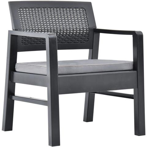 Lusso Casadino -  Set Salotto Da Giardino 3 Pz In Plastica Antracite - Foto 8