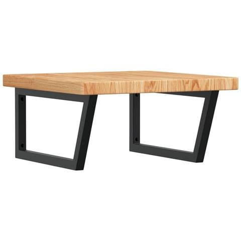 Ripiano A Parete Per Lavabo In Acciaio E Massello Di Rovere - Foto 1