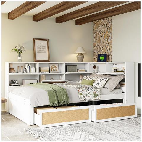 Divano Letto 140x200 Con Cassetto Letto Singolo Per Bambini , Bianco - Foto 1