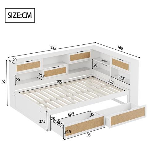 Divano Letto 140x200 Con Cassetto Letto Singolo Per Bambini , Bianco - Foto 2