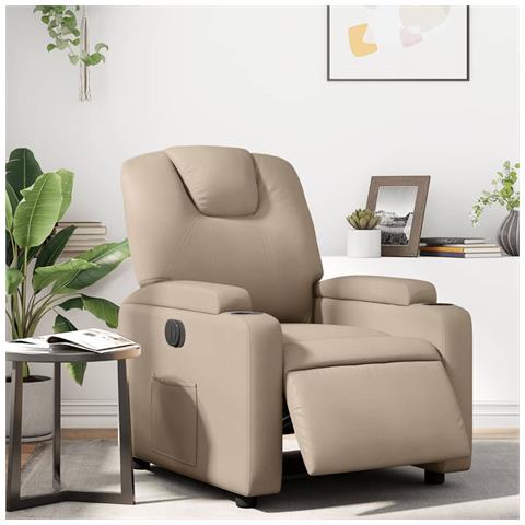 Poltrona Reclinabile Elettrica Cappuccino in Similpelle - Foto 2