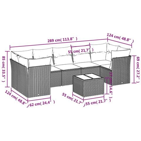Set Divani da Giardino 8 pz con Cuscini Marrone in Polyrattan - Foto 3