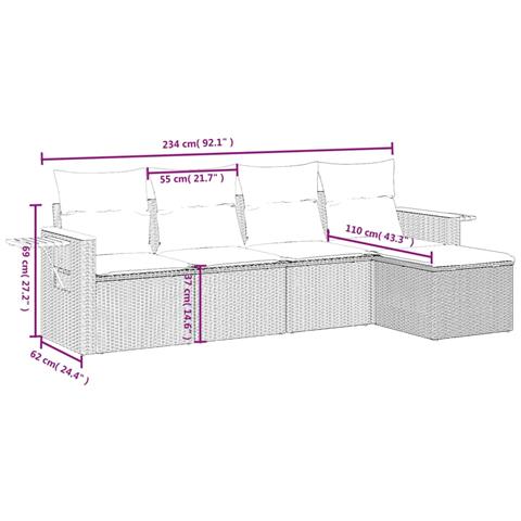 Set Divani da Giardino 5 pz con Cuscini in Polyrattan Nero - Foto 3