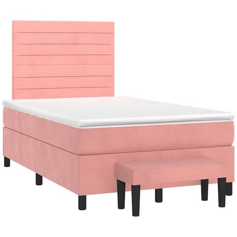 Giroletto a Molle con Materasso Rosa 120x190 cm in Velluto - Foto 1