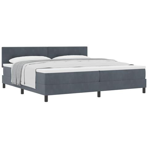 Letto a Rete con Materasso  Grigio Scuro 200x200 cm Velluto - Foto 1