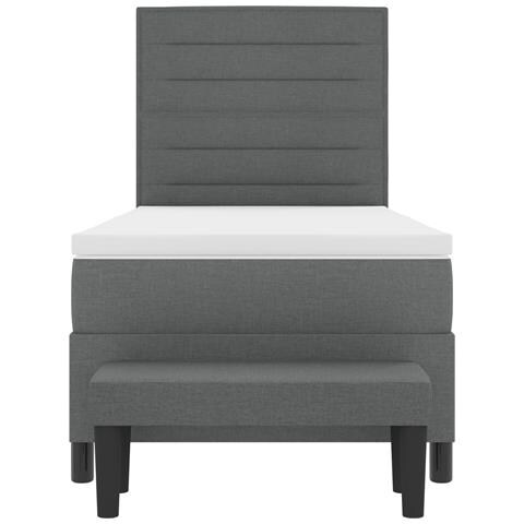 Letto con Box Spring e Materasso & Panca Grigio Scuro 90x200 cm Tessuto - Foto 9