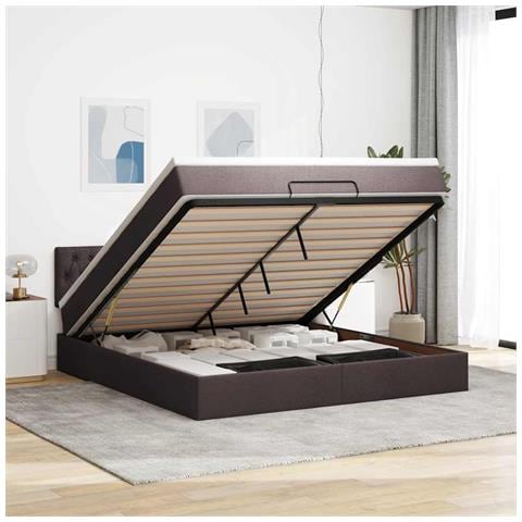 Struttura Letto Pouf con Materasso 160x200 cm in Tessuto - Foto 2