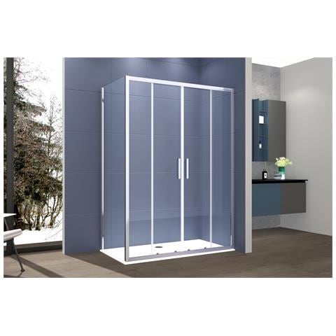 Box Doccia 2 Lati 70x180 Cm Fisso + Porta Scorrevole Apertura Centrale H195 Cm Gaia Cromato - Foto 1