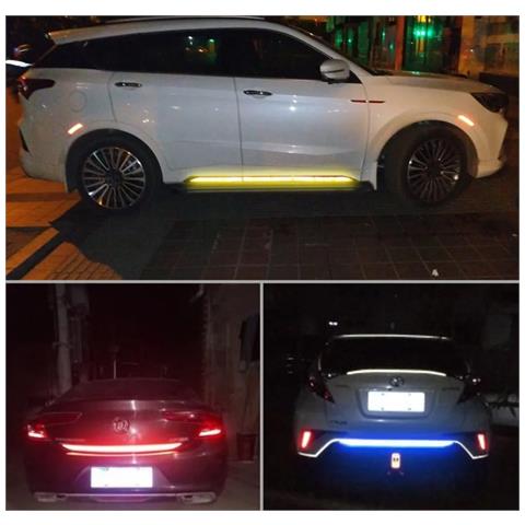 Kit Da 2 Strisce Riflettenti Per Auto, Protezione Paraurti Posteriore, Avviso Di Sicurezza Red - Foto 2