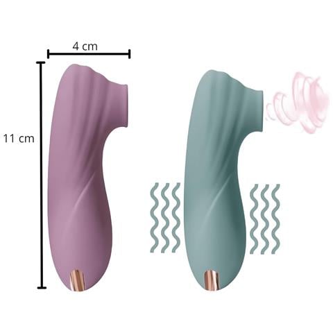 Mini Vibratore Con Funzione Di Aspirazione 10 Modalità Impermeabile Verde - Foto 2