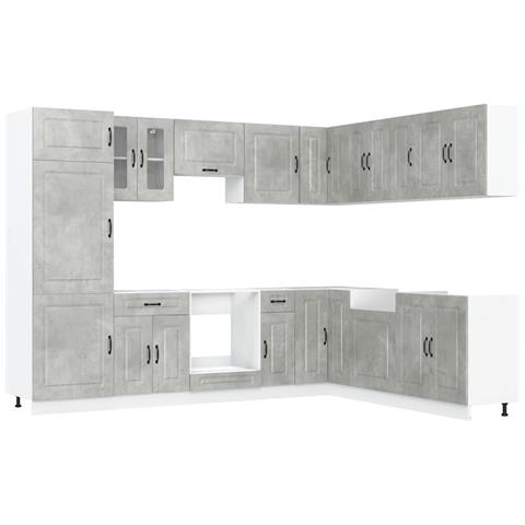 Set Mobili da Cucina 14 pz Kalmar Grigio Cemento in Truciolato - Foto 1