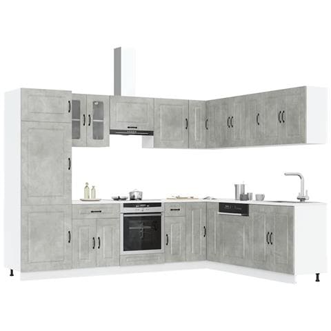 Set Mobili da Cucina 14 pz Kalmar Grigio Cemento in Truciolato - Foto 2